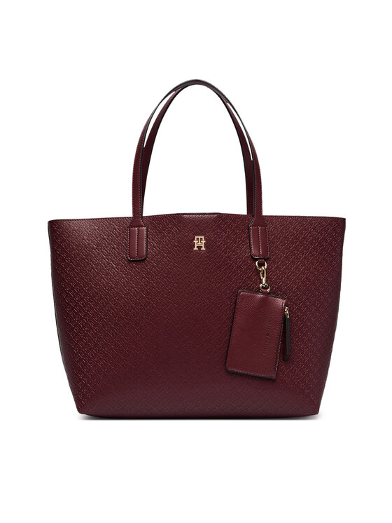 Tommy Hilfiger Borsetta Tommy Hilfiger Th Icon Tote Mono AW0AW19004 Bordeaux