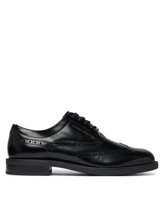 Tommy Hilfiger Zapatos hasta el tobillo Tommy Hilfiger Lth Abrasivato Brogue Shoe FM0FM06078 Negro
