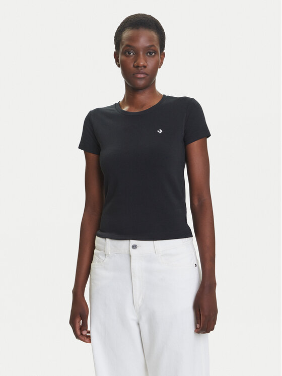 Converse Converse Футболка 10027252-A02 Чорний Slim Fit
