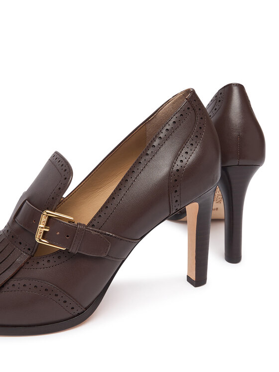 LAUREN RALPH LAUREN Cipele LAUREN RALPH LAUREN Colleen Perforated Calfskin Kiltie Pump 802P02364004 Tamno smeđa
