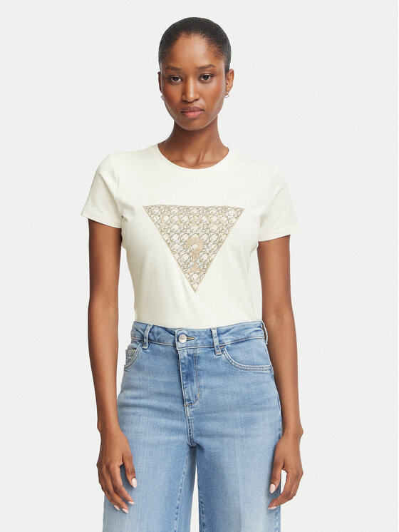 Guess Guess Camiseta W6BI61 K7948 Crema Regular Fit