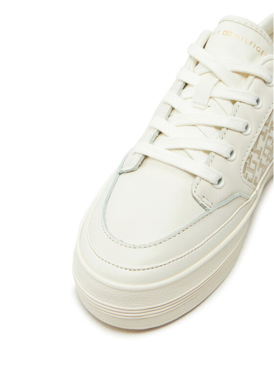Tommy Hilfiger Superge Tommy Hilfiger Vulc Leather Sneaker Monogram FW0FW08331 Écru