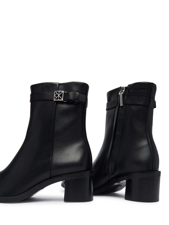 Calvin Klein Botki Calvin Klein Block Heel Ank Boot Lth Hdw HW0HW03171 Czarny