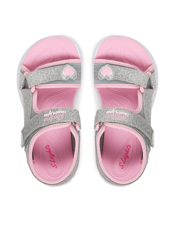 Skechers Босоніжки Skechers S-Lights: Heart Lights Sandal - Sugar Sparks 303114L/SLPK Срібний