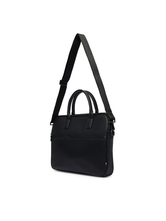 Tommy Hilfiger Torba na laptopa Tommy Hilfiger Th Woven Computer Bag AM0AM14094 Czarny