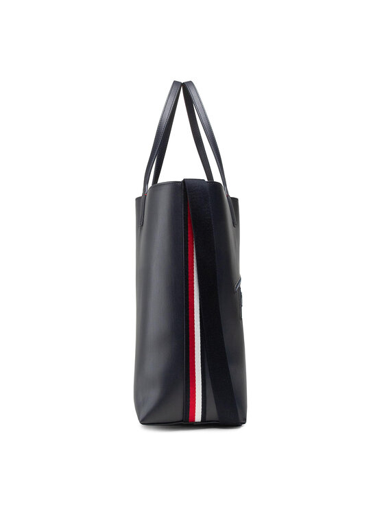 Tommy Hilfiger Дамска чанта Tommy Hilfiger Iconic Tommy Tote Signature AW0AW09707 Тъмносин