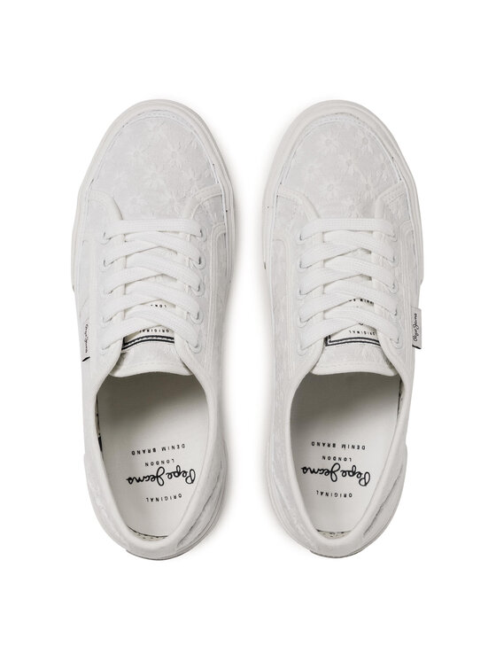 Pepe Jeans Гуменки Pepe Jeans Aberlady Lace PLS31153 Бял