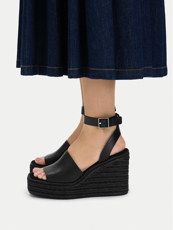 Calvin Klein Εσπαντρίγιες Calvin Klein Wedge Espad 70 Aop Lth HW0HW03138 Μαύρο