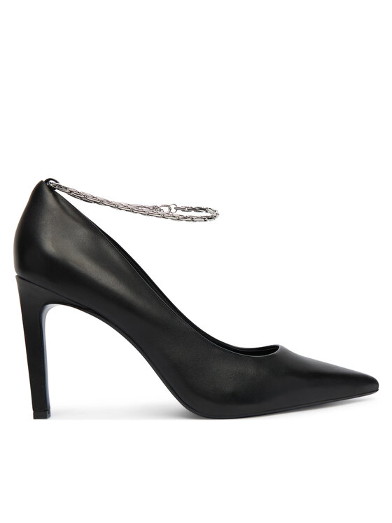 Calvin Klein Lodičky Calvin Klein Ess Stiletto Hdw Chain Lth 90 HW0HW02718 Čierna
