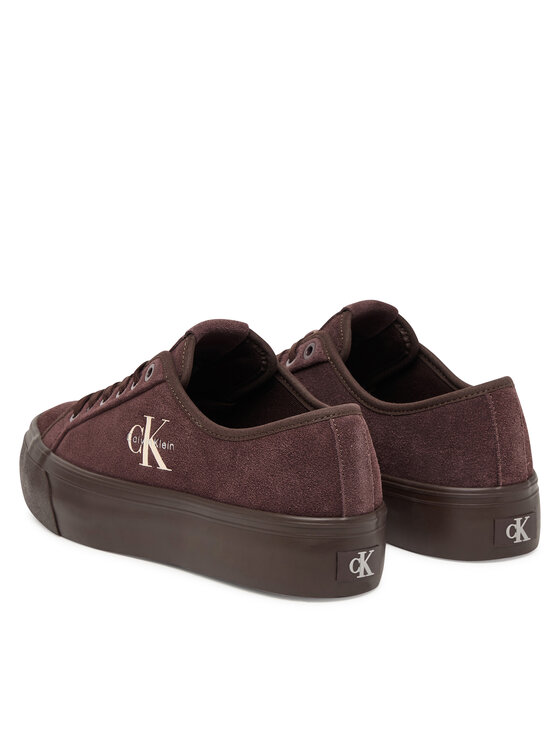 Calvin Klein Tenisówki Calvin Klein Vulc Flatf Laceup Suede HW0HW03088 Bordowy