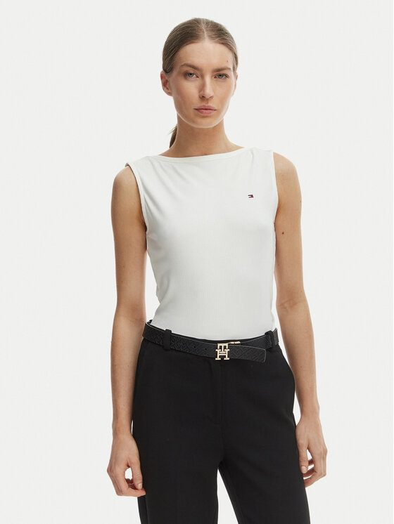 Tommy Hilfiger Tommy Hilfiger Top WW0WW47807 Écru Slim Fit