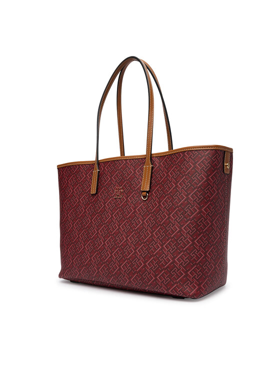 Tommy Hilfiger Borsetta Tommy Hilfiger Th Monoplay Tote Le AW0AW17416 Rosso scuro