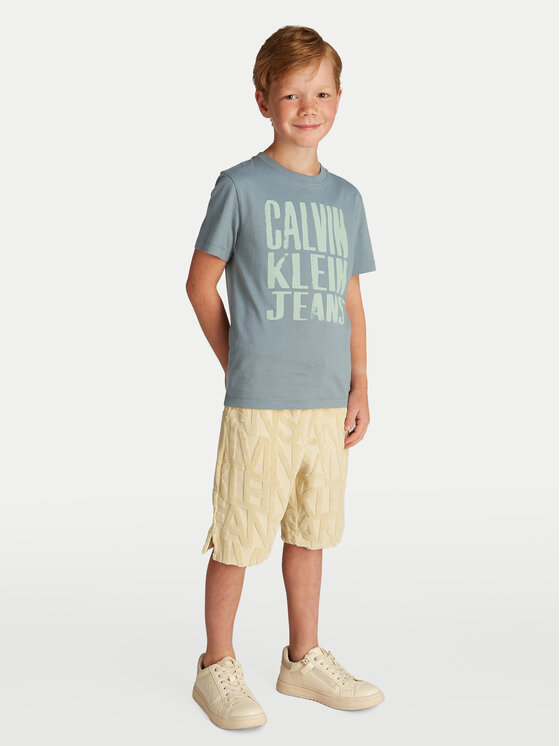 Calvin Klein Jeans Calvin Klein Jeans Majica Slogan Graphic IB0IB02459 Modra Regular Fit
