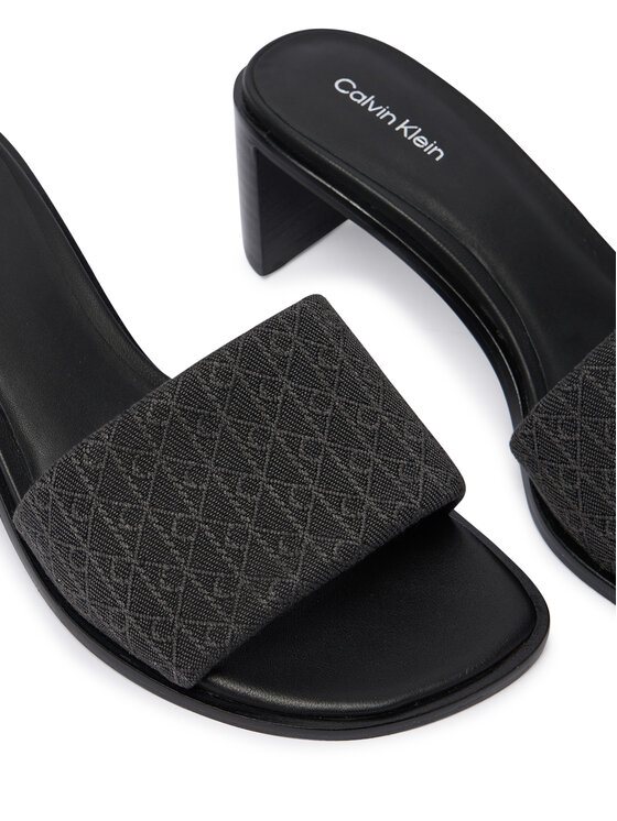 Calvin Klein Şlapi Calvin Klein Block Heel Sandal Aop HW0HW03016 Negru
