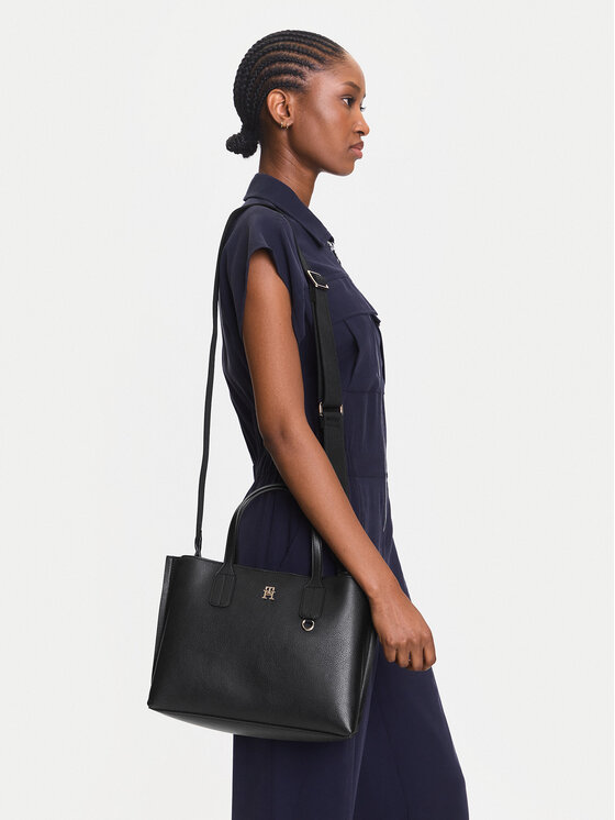 Tommy Hilfiger Rankinė Tommy Hilfiger Th Distinct Mini Tote AW0AW17459 Juoda