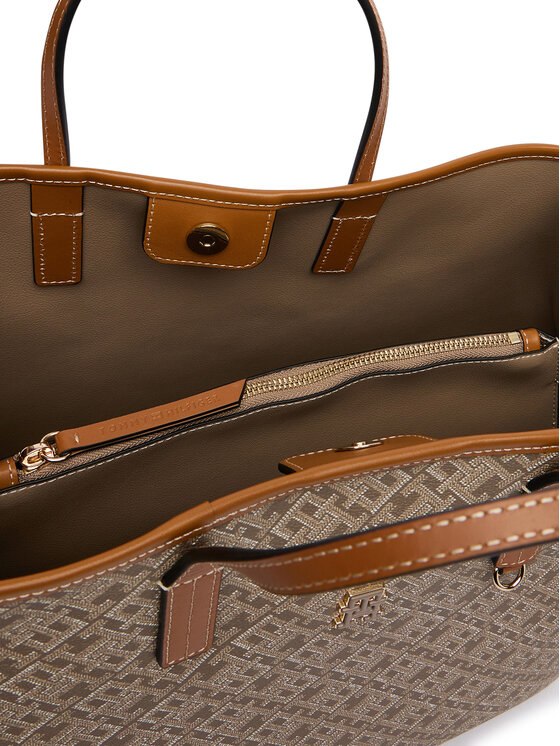 Tommy Hilfiger Torbica Tommy Hilfiger Th Monoplay Satchel AW0AW19173 Bež