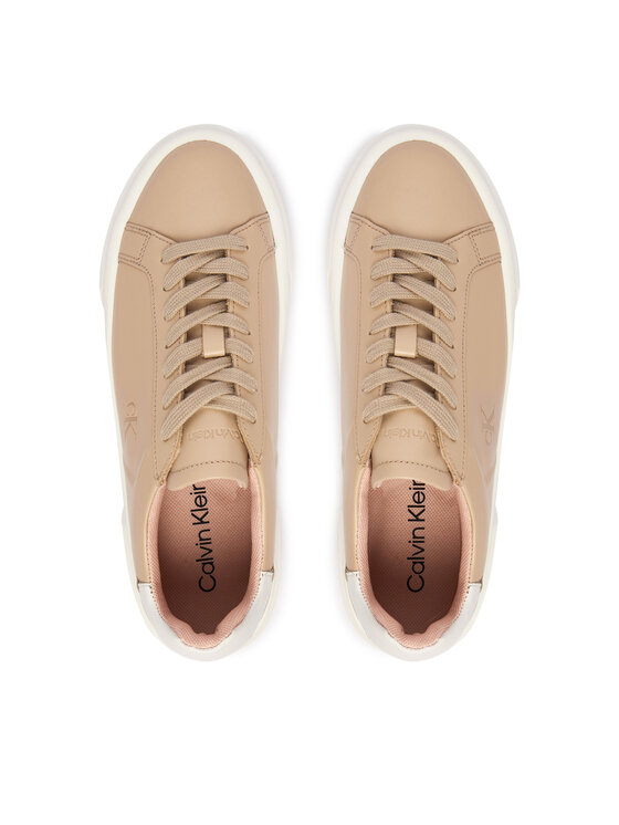 Calvin Klein Sneakers Calvin Klein Flatform Lace Up Lth YW0YW01928 Bej