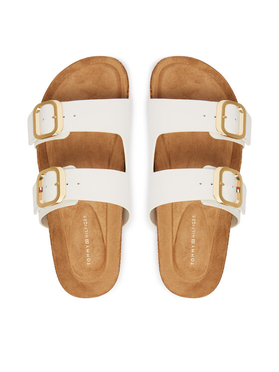 Tommy Hilfiger Nazouváky Tommy Hilfiger Double Strap Cork Sandals FW0FW09118 Bílá