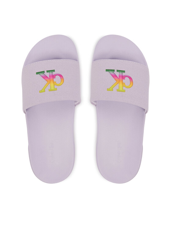 Calvin Klein Šľapky Calvin Klein Essential Slide Pride Cv Wn HW0HW03297 Svetlo fialová