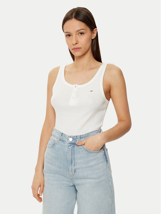 Tommy Jeans Tommy Jeans Felső DW0DW19492 Fehér Slim Fit