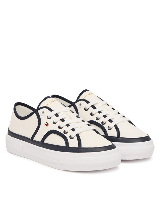 Tommy Hilfiger Πάνινα παπούτσια Tommy Hilfiger Platform Vulc Piping FW0FW09394 Λευκό