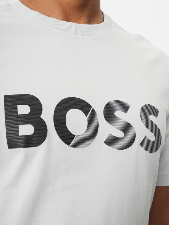BOSS BOSS Футболка Tape Logo 50530990 Сірий Regular Fit