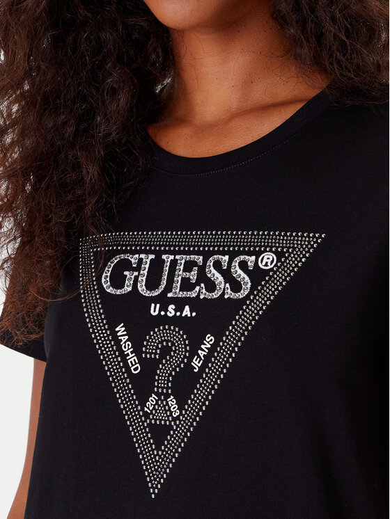Guess Guess Футболка W5BI18 I3Z14 Чорний Regular Fit