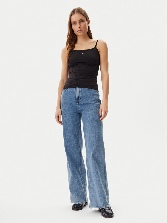 Tommy Jeans Tommy Jeans Felső Essential DW0DW20675 Fekete Slim Fit