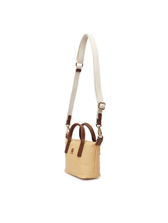 Tommy Hilfiger Torbica Tommy Hilfiger Popette Micro Tote Raffia AW0AW18526 Bež