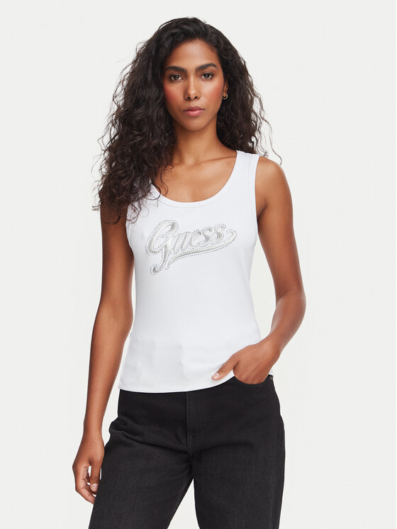 Guess Guess Top W6YP30 K4380 Blanco Slim Fit