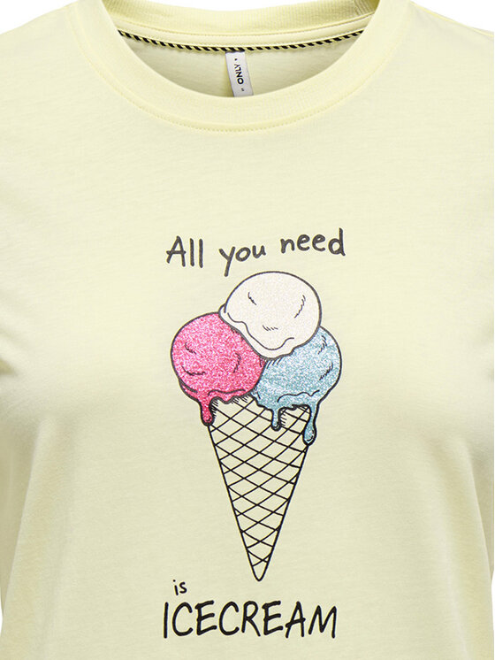 ONLY ONLY Футболка Fun Life 15349901 Жовтий Regular Fit