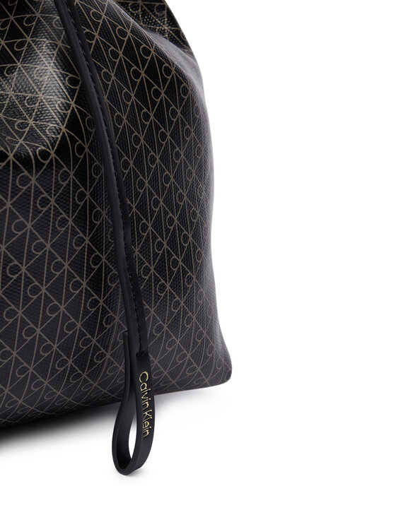 Calvin Klein Geantă Calvin Klein Emblem Aop Drawstring Bucket LV04F3785G Negru