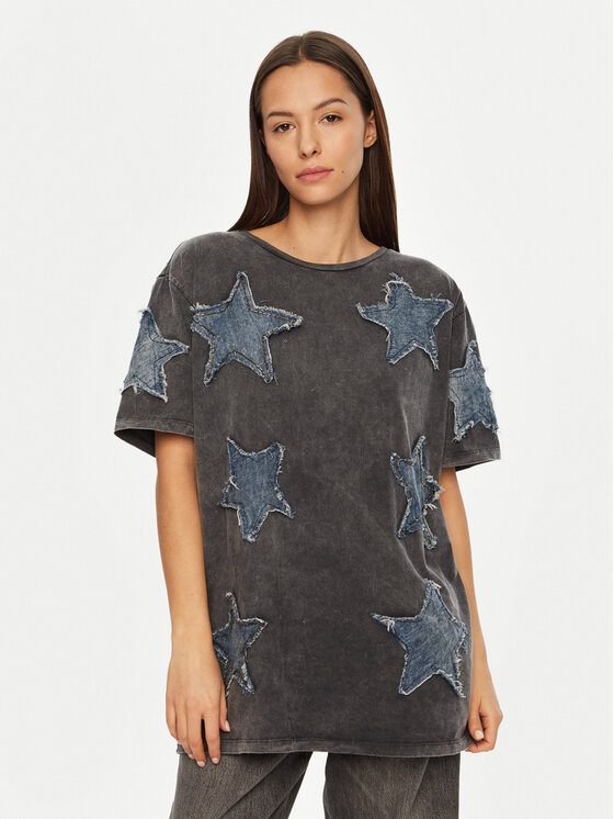 One Teaspoon One Teaspoon Футболка Denim Star 26858 Сірий Relaxed Fit