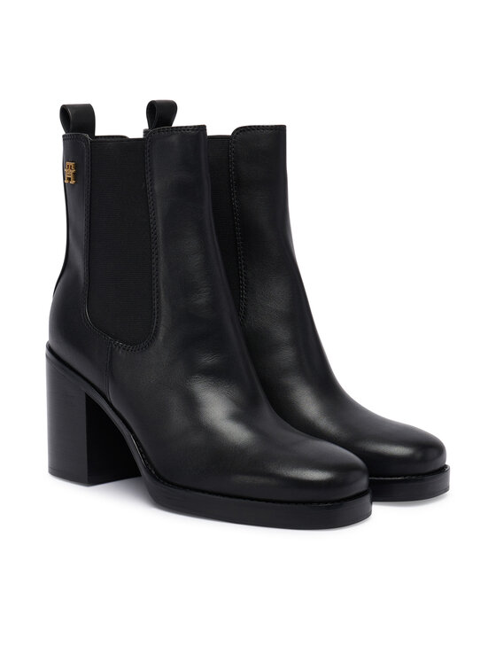 Tommy Hilfiger Īsie zābaki Tommy Hilfiger Square Toe Chelsea High Block Hl FW0FW08844 Melns