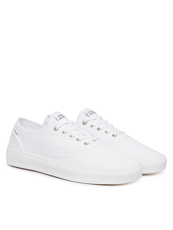 Tommy Hilfiger Tenisenes Tommy Hilfiger Th Vulc Cup Long Lace Canvas FM0FM05874 Balts