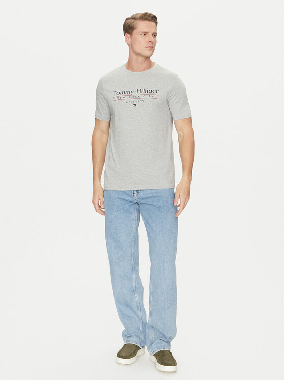 Tommy Hilfiger Tommy Hilfiger Camiseta Center Stack MW0MW38621 Gris Regular Fit