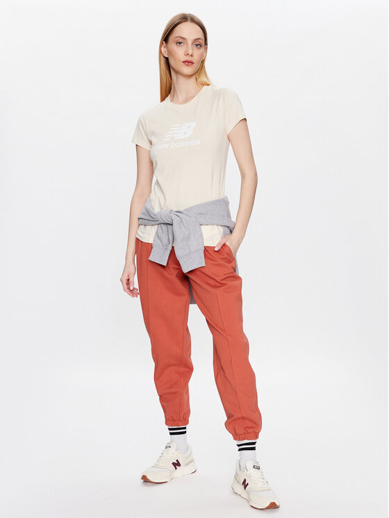 New Balance New Balance Majica Essentials Stacked Logo WT31546 Bež Athletic Fit