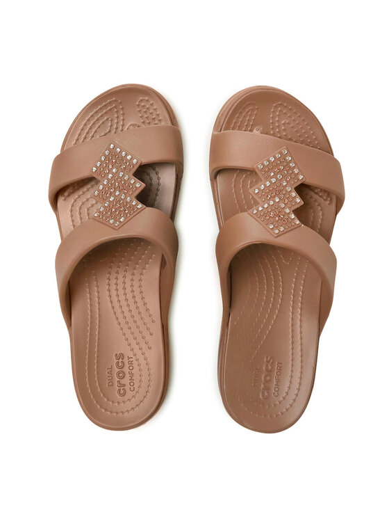 Crocs Nazouváky Crocs Monterey Shimmer Slip-On Wedge 207143 Hnědá