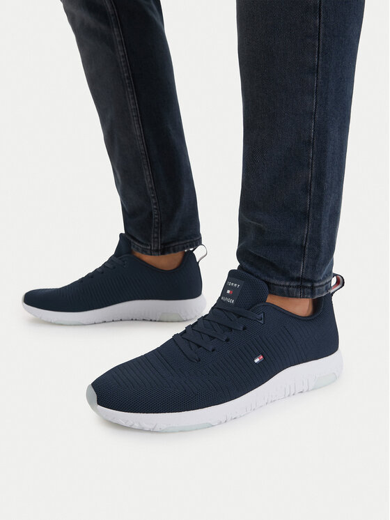 Tommy Hilfiger Sneakersy Tommy Hilfiger Corporate Knit Rib Runner FM0FM02838 Tmavomodrá
