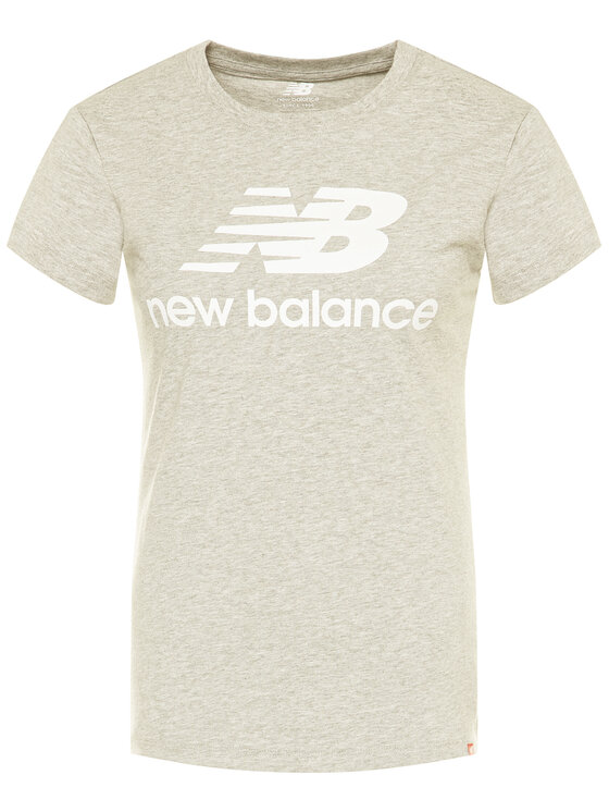 New Balance New Balance Marškinėliai Essentials Stacked Logo Tee WT91546 Pilka Athletic Fit