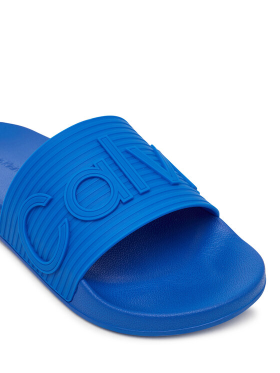 Calvin Klein Klapki Calvin Klein Nemo - Contoured Emblem Logo Sliders HM0HM02113 Niebieski