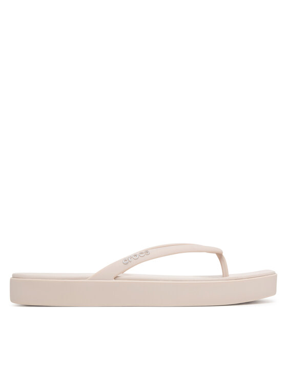 Crocs Šlepetės per pirštą Crocs Miami Square Flatform Flip 214161 Kreminė