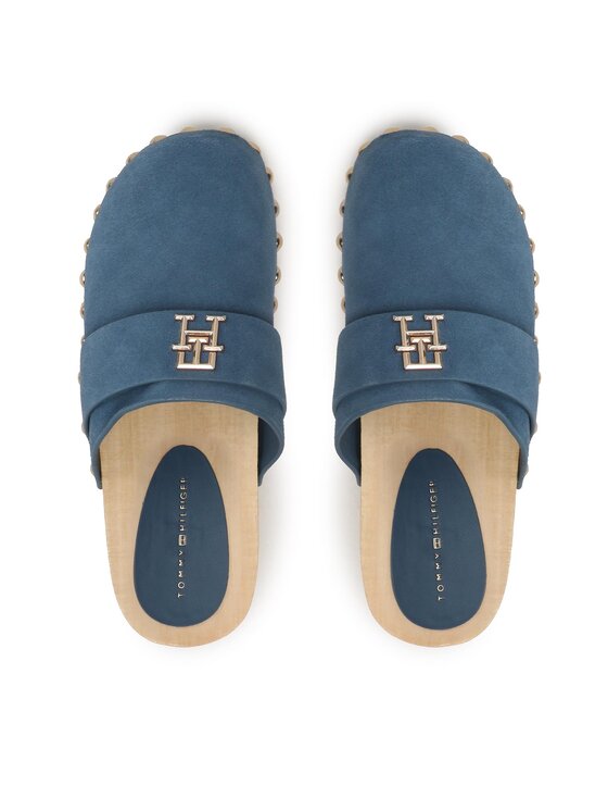 Tommy Hilfiger Chodaki Tommy Hilfiger Th Clog Suede FW0FW07171 Niebieski
