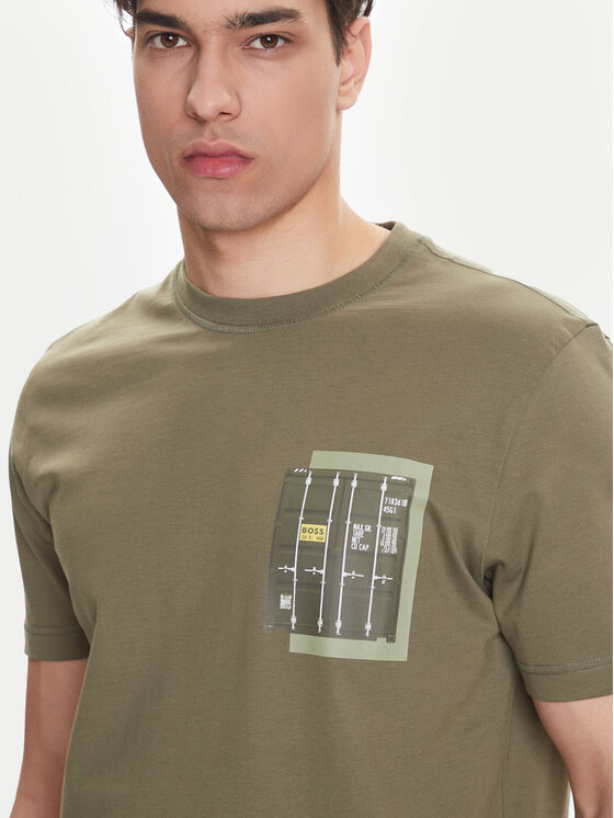 BOSS BOSS Póló Te_Container 50546920 Khaki Regular Fit