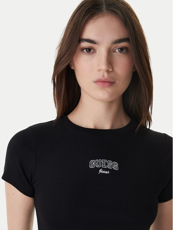 Guess Jeans Guess Jeans Póló W6RP21 KA0H1 Fekete Slim Fit