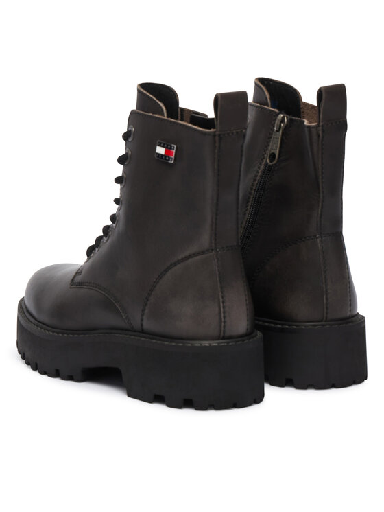 Tommy Jeans Turistická obuv Tommy Jeans Tjw Platform Brushed Lth Boots EN0EN03141 Černá