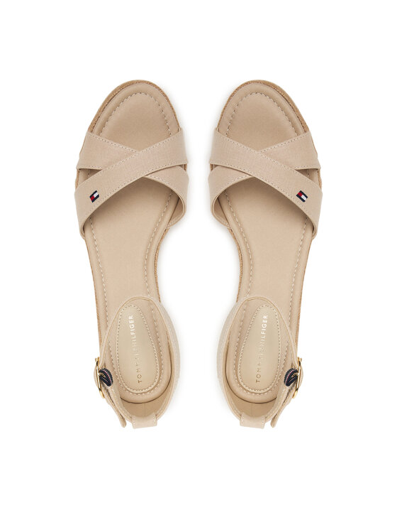 Tommy Hilfiger Espadrile Tommy Hilfiger Mid Wedge Espad X Cross FW0FW09332 Bej