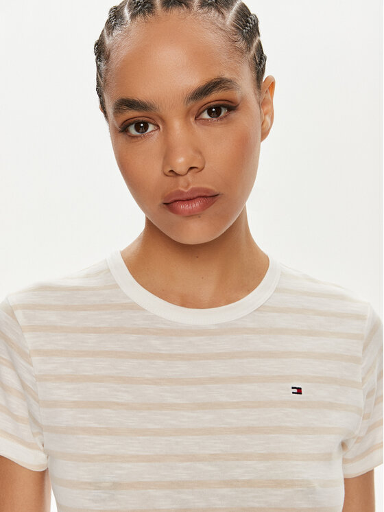 Tommy Hilfiger Tommy Hilfiger T-shirt 1985 WW0WW37857 Bež Slim Fit