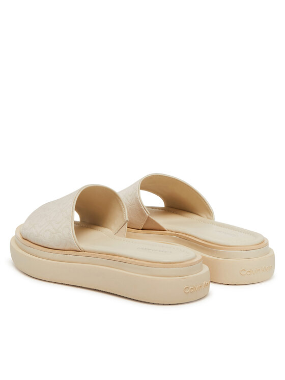 Calvin Klein Natikače Calvin Klein Flatform Slide Jacq HW0HW02461 Écru