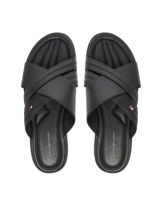 Tommy Hilfiger Nazouváky Tommy Hilfiger Premium Hilfiger Cc Lth Sandal FM0FM05504 Černá